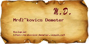 Mrákovics Demeter névjegykártya
